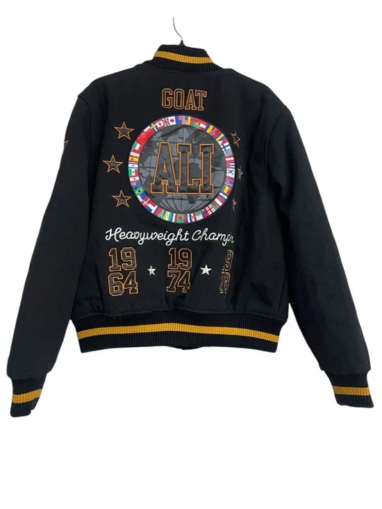 NWT Shoe Palace x Muhammad Ali Worldwide Black Embroidered Varsity Jacket